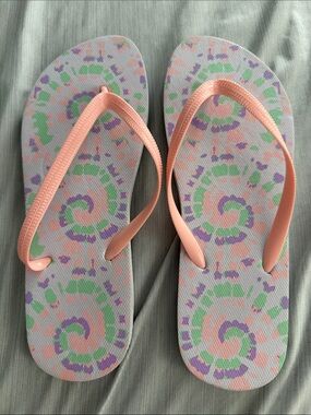 Pastel Swirl Flip Flops - Peach Straps